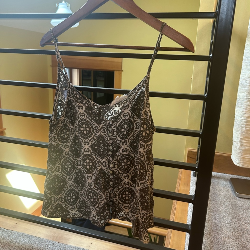 Olive and White Patterned Camisole Top